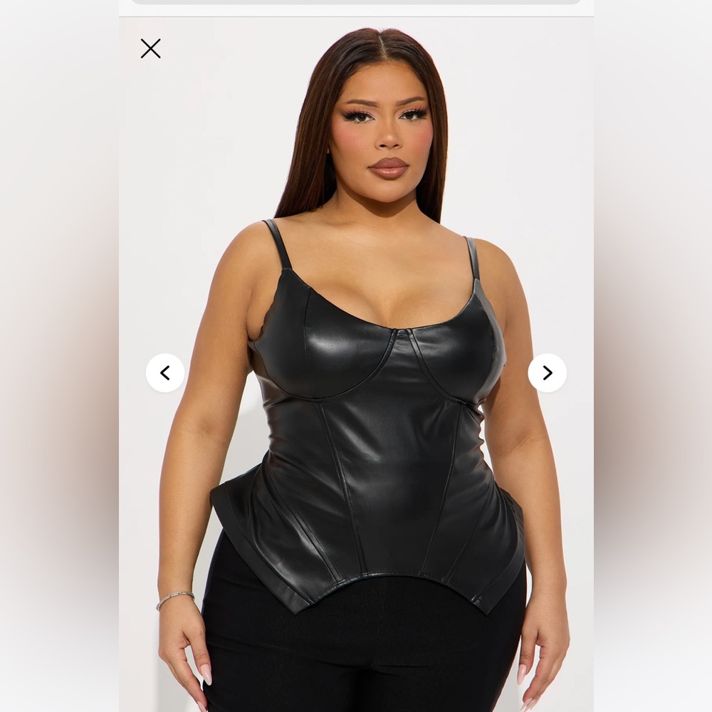 Black Faux Leather Corset Top Sz XS NWT - Picture 4 of 4